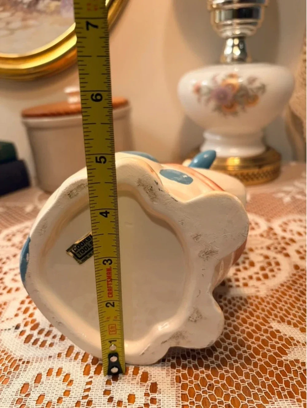 Cooks Tools Ceramic Cow Utensil Holder Blue Spotted Farmhouse Kitchen Decor